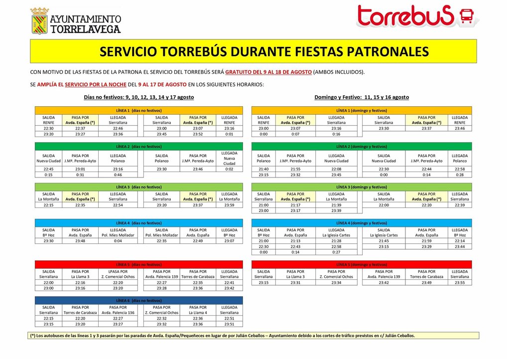 HORARIOS NOCTURNOS torrebus hasta 18 agosto inclusive