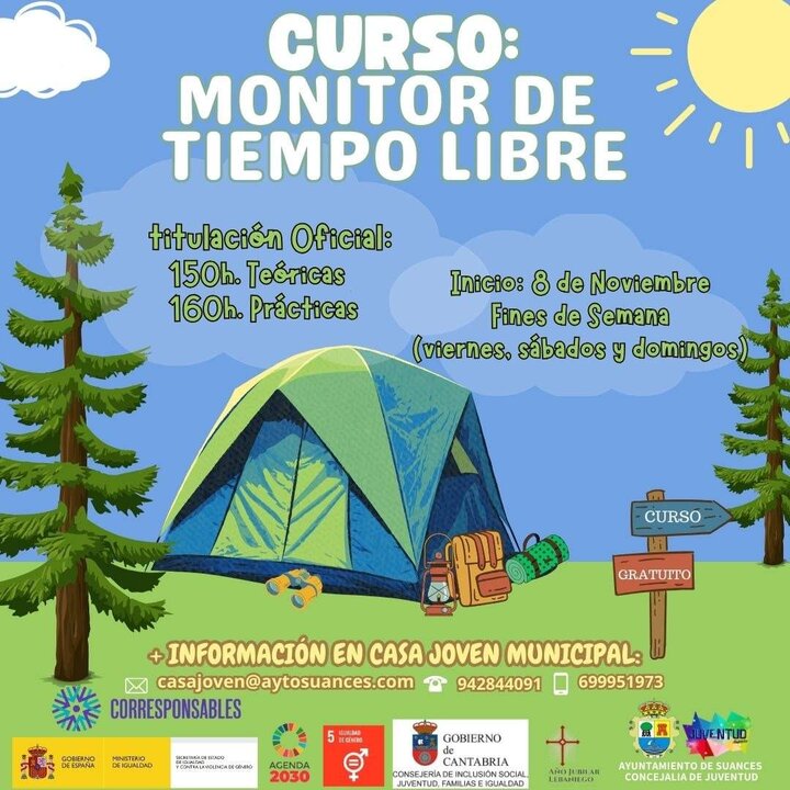 Cartel Curso Monitor Tiempo Libre Ayto Suances octubre 2024